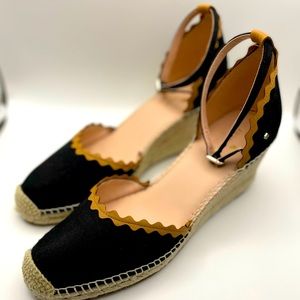 Kate Spade Thea Black Canvas Espadrille Wedges